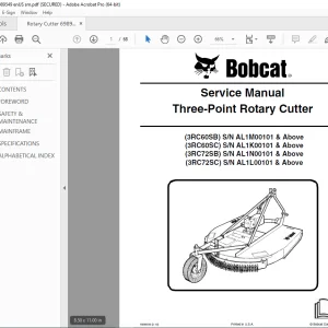 BOBCAT Three-Point Rotary Cutter 3RC60SB 3RC60SC 3RC72SB 3RC72SC Service Manual 6989549 (2-10) PDF DOWNLOAD