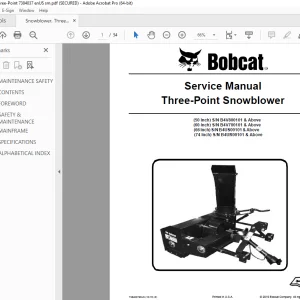 BOBCAT Three-Point Snow Blower 50 Inch 60 Inch 66 Inch 74 Inch Service Manual 7384037 PDF DOWNLOAD