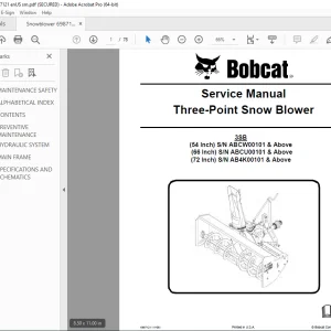 BOBCAT Three-Point Snow Blower 54 Inch 66 Inch 72 Inch Service Manual 6987121 (11-08) PDF DOWNLOAD