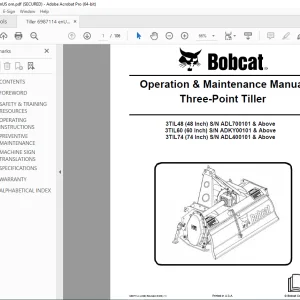 BOBCAT Three-Point Tiller 3TIL 48 60 74 inch Operation & Maintenance Manual 6987114 PDF DOWNLOAD