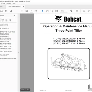 BOBCAT Three-Point Tiller 3TLR 48 60 72 Operation & Maintenance Manual 6990356 PDF DOWNLOAD