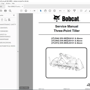 BOBCAT Three-Point Tiller 3TLR48 3TLR60 3TLR72 Service Manual 6990373 (3-12) PDF DOWNLOAD