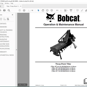 BOBCAT Three-Point tiller Operation & Maintenance Manual 7383803 PDF DOWNLOAD