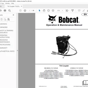 BOBCAT Tilt Coupler TC01 TC01WLH TC03 TC03 TC03WLH TC03WLH TC08WLH TC03 TC03 TC03WLH TC03WLH TC08WLH Operation Manual PDF