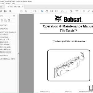 BOBCAT Tilt-Tatch™ Tilt-Tatch  Above Operation & Maintenance Manual SN 224100101 PDF DOWNLOAD