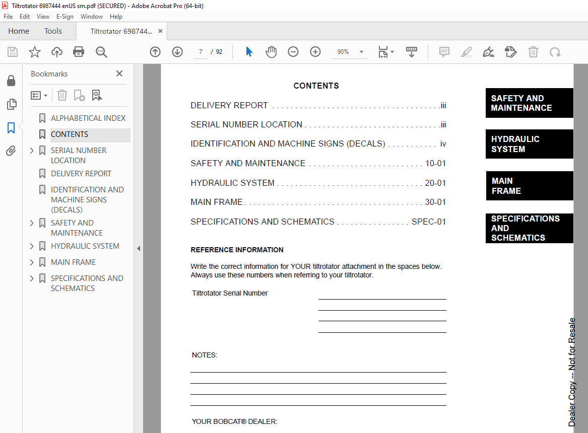 BOBCAT Tiltrotator Service Manual SN AFF000101 & Above PDF DOWNLOAD ...