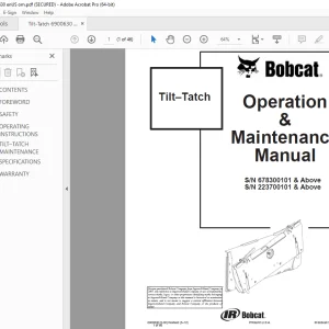 BOBCAT Tilt–Tatch Operation & Maintenance Manual 6900630 (5-00) PDF DOWNLOAD