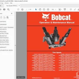 BOBCAT Tree Spade Operation & Maintenance Manual 6904224 PDF DOWNLOAD