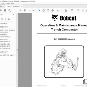 BOBCAT Trench Compactor Operation & Maintenance Manual SN 223300101 PDFDOWNLOAD