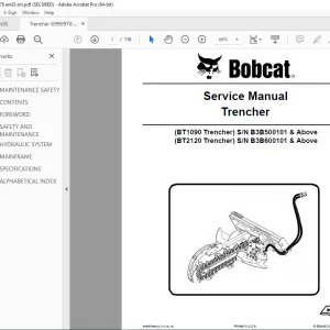 BOBCAT Trencher BT1090 BT2120 Service Manual 6990978 PDF DOWNLOAD