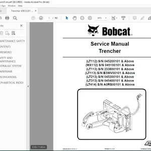 BOBCAT Trencher LT112 MX112 LT113 LT113 LT213 LT313 LT414 Service Manual 6903281 PDF DOWNLOAD