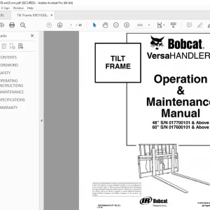 BOBCAT VersaHandler TILT FRAME 48 60 Operation & Maintenance Manual 690165 PDF DOWNLOAD