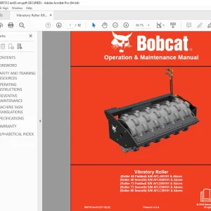 BOBCAT Vibratory Roller Operation & Maintenance Manual 6987312 PDF DOWNLOAD