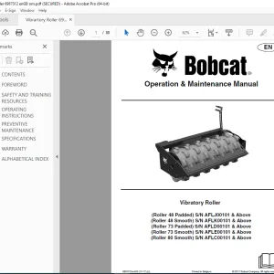 BOBCAT Vibratory Roller Operation & Maintenance Manual 6987312 PDF DOWNLOAD