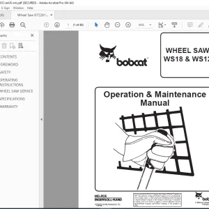 BOBCAT WHEEL SAW WS18 & WS12 Operation & Maintenance Manual 6722612 (8-98) PDF DOWNLOAD