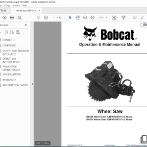 BOBCAT WS18 WS24 Wheel Saw Operation & Maintenance Manual 6901047 PDF DOWNLOAD