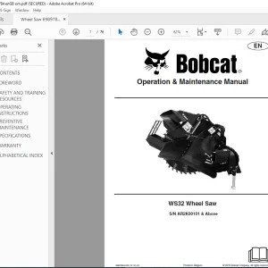 BOBCAT WS32 WHEEL SAW Operation & Maintenance Manual SN AR2K00101 PDF DOWNLOAD