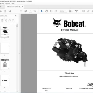 BOBCAT Wheel Saw WS32 Service Manual SN AR2K00101 PDF DOWNLOAD