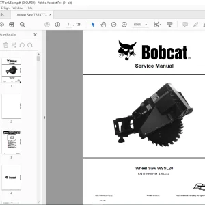 BOBCAT Wheel Saw WSSL20 Service Manual SN B4KK00101 PDF DOWNLOAD