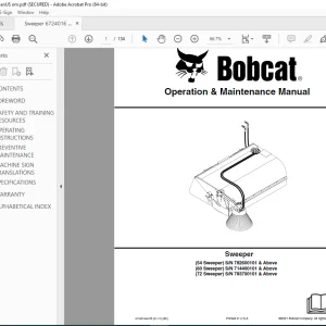 BOBCAT sweeper 54 60 72 Operation & Maintenance Manual 6724016 PDF DOWNLOAD