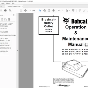 BOBCAT Brushcat™ Rotary Cutter 60 inch 90 inch Operation & Maintenance Manual 6901939 (9-04) PDF DOWNLOAD