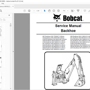 Bobcat Backhoe 607 709 709FDS 725S 730S 811 835S 8709 905B 907 909 911 911B 913 914B 914B 923S 923SA 937S Service Manual  - PDF DOWNLOAD