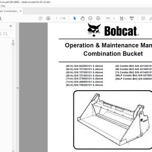 Bobcat Combination Bucket 60 In 60 In 66 In 66 In 74 In 74 In 84 In 62 68 74 80LP 84LP Operation & Maintenance Manual 6902659 (10-14) - PDF DOWNLOAD
