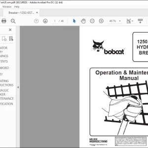 Bobcat 1250, 1250X HYDRAULIC BREAKER Operation & Maintenance Manual -  PDF DOWNLOAD