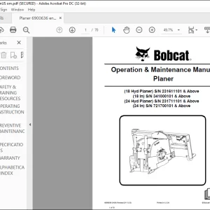 Bobcat 18 Hyd Planer 18 In 24 Hyd Planer 24 In Operation & Maintenance Manual - PDF DOWNLOAD