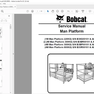 Bobcat 1M Man Platform 220KG 2.2M Man Platform 300KG 4M Man Platform 300KG 4M Man Platform 800KG Service Manual 6990965 (06-14)  - PDF DOWNLOAD