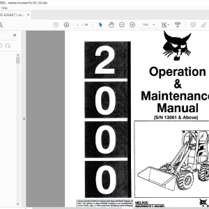 Bobcat 2000 Loader Operation & Maintenance Manual SN 13061 & Above - PDF DOWNLOAD