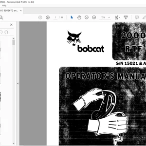 Bobcat 2000 RTF Loader Operator's Manual SN 15021 & Above - PDF DOWNLOAD