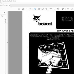 Bobcat 2410 Loader Operation & Maintenance Manual SN 13001 & Above - PDF DOWNLOAD