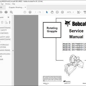 Bobcat 30 40 Rotating Grapple Service Manual 6902024 (6-12)  - PDF DOWNLOAD