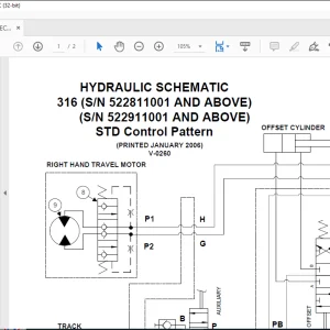 Bobcat 316 STD Control Pattern Hydraulic Schematic Manual  -  PDF  DOWNLOAD