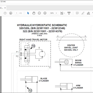 Bobcat 320 230L 322 Hydraulic/Hydrostatic Schematic Manual V-0032  -  PDF DOWNLOAD