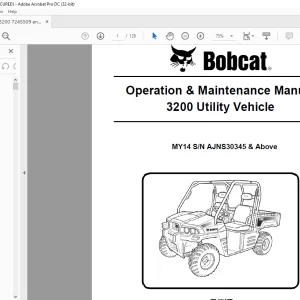 Bobcat 3200 Utility Vehicle Operation & Maintenance Manual 7245509 (03-14)  - PDF DOWNLOAD