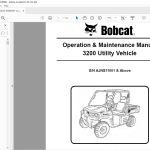 Bobcat 3200 Utility Vehicle Operation & Maintenance Manual SN AJNS11001 & Above  - PDF DOWNLOAD
