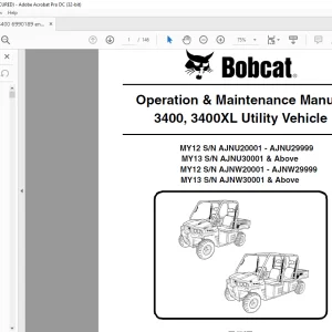 Bobcat 3400, 3400XL Utility Vehicle Operation & Maintenance Manual 6990189 (7-11)  -  PDF DOWNLOAD