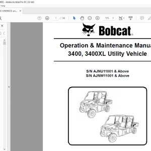 Bobcat 3400, 3400XL Utility Vehicle Operation & Maintenance Manual  -  PDF DOWNLOAD