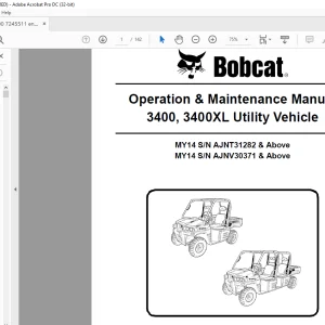 Bobcat 3400 3400XL Utility Vehicle Operation & Maintenance Manual 7245511 (03-14) - PDF DOWNLOAD