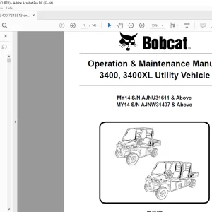 Bobcat 3400, 3400XL Utility Vehicle Operation & Maintenance Manual 7245513 (09-16) - PDF DOWNLOAD