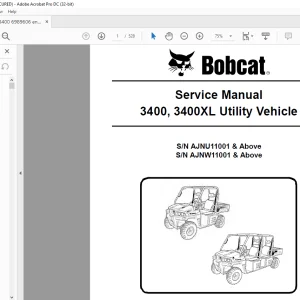 Bobcat 3400, 3400XL Utility Vehicle Service Manual  - PDF DOWNLOAD