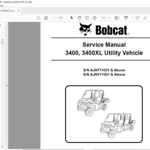 Bobcat 3400, 3400XL Utility Vehicle Service Manual 6989602 (10-15) - PDF DOWNLOAD