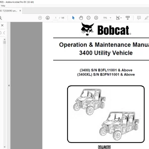 Bobcat 3400 Utility Vehicle 3400 3400XL Operation & Maintenance Manual -  PDF DOWNLOAD