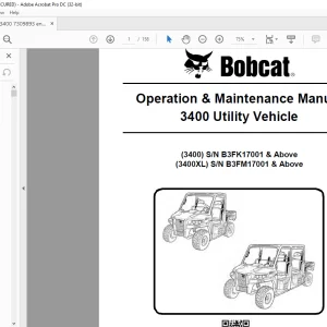 Bobcat 3400 Utility Vehicle 3400 3400XL Operation & Maintenance Manual 7309893 (09-16) - PDF DOWNLOAD