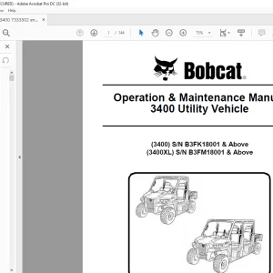 Bobcat 3400 Utility Vehicle 3400 3400XL Operation & Maintenance Manual 7333502 (07-18) - PDF DOWNLOAD