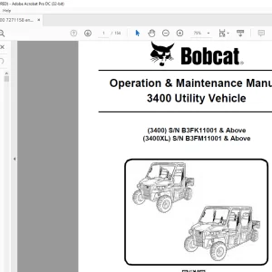 Bobcat 3400 Utility Vehicle Operation & Maintenance Manual 7271158 (02-15)- PDF DOWNLOAD