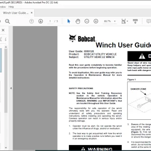 Bobcat 3400 Utility Vehicle Winch User Guide Manual 6990128  - PDF DOWNLOAD