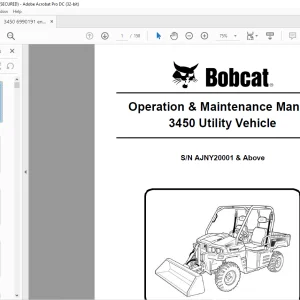 Bobcat 3450 Utility Vehicle Operation & Maintenance Manual SN AJNY20001 & Above   - PDF DOWNLOAD